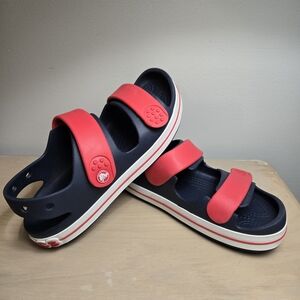 CROCS Kids Navy and Red Adjustable Strap Sandals